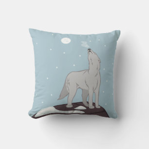 Howling Arctic Wolf Cushion