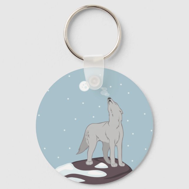 Howling Arctic Wolf Key Ring (Front)