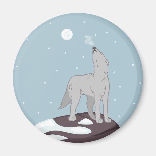 Howling Arctic Wolf Magnet (Front)