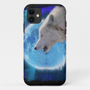Howling Arctic Wolf, Moon & Aurora Wildlife Art Case-Mate iPhone Case