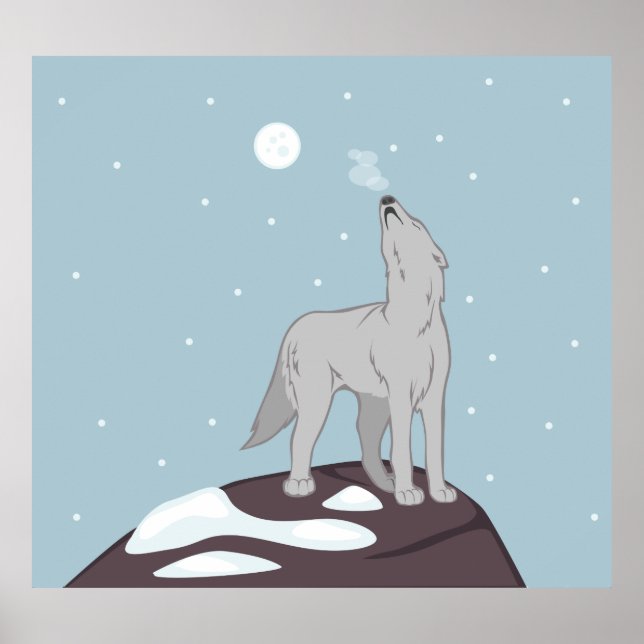 Howling Arctic Wolf Poster (Front)