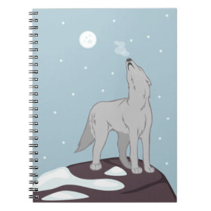Howling Arctic Wolf Spiral Notebook