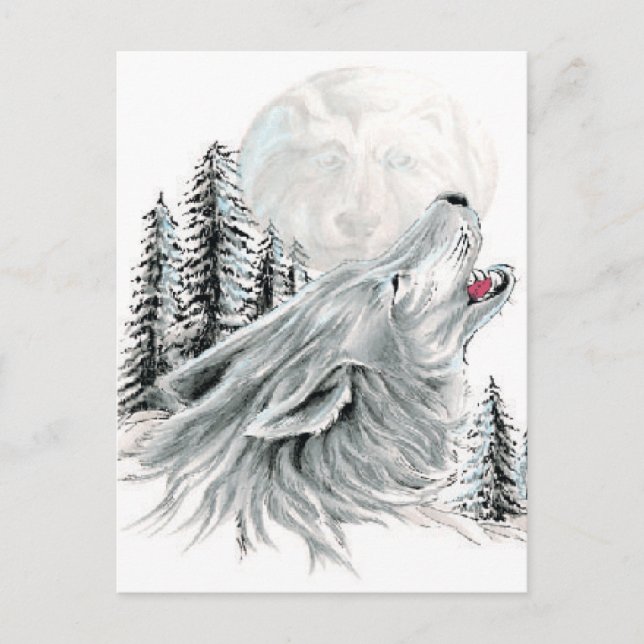 Howling at the Face in the Moon Postcard (Front)