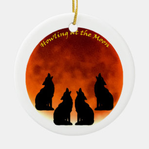 Howling at the Moon Ceramic Tree Decoration