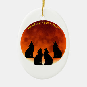 Howling at the Moon Ceramic Tree Decoration