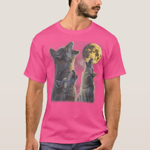 Howling At The Moon Wolves Cool Mountain Wolf Anim T-Shirt