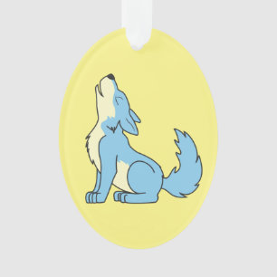 Howling Baby Blue Wolf Ornament