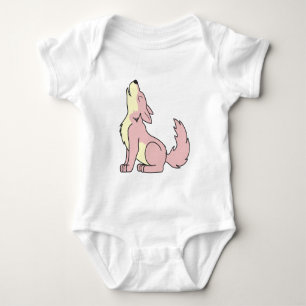Howling Baby Pink Wolf Bodysuit