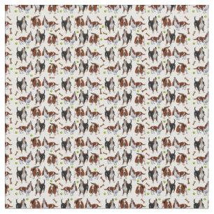 Howling Basset Hound Dogs Fabric