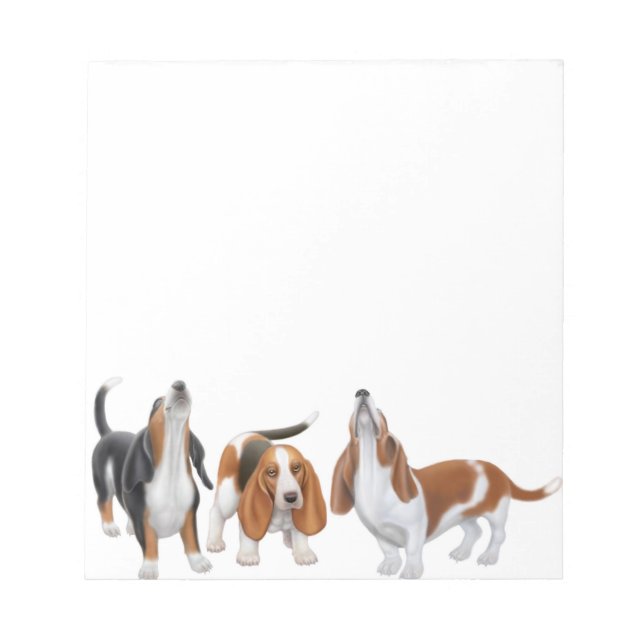Howling Basset Hound Dogs Notepad (Front)