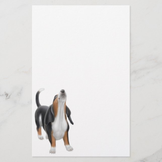 Howling Basset Hound Stationery (Front)
