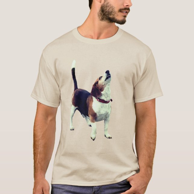 Howling Beagle Cute Dog  T-Shirt (Front)