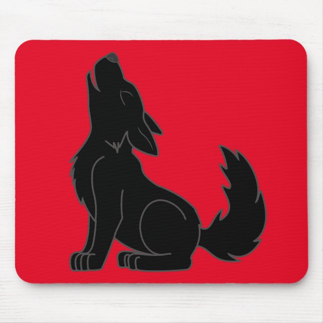 Howling Black Wolf Mouse Pad (Front)