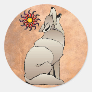 HOWLING COYOTE CLASSIC ROUND STICKER