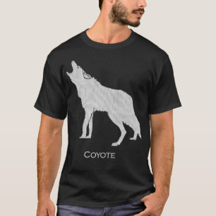 Howling Coyote Drawing Silhouette Style T-Shirt
