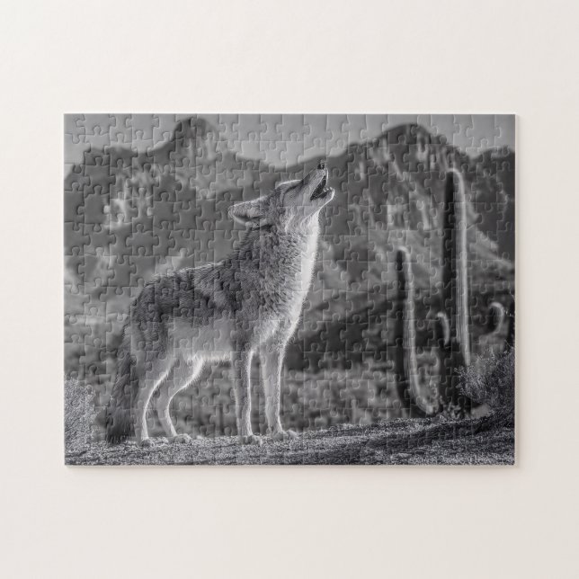 Howling Coyote in Desert Landscape Jigsaw Puzzle (Horizontal)