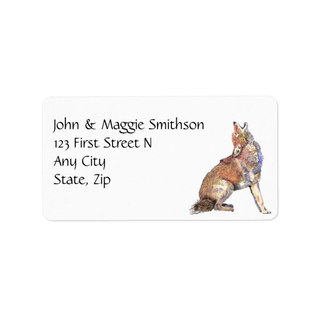 Howling Coyote - watercolor animal Custom Address Label (Front)
