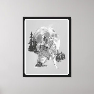 Howling Coyotes Animal Watercolor Wildlife Art Canvas Print