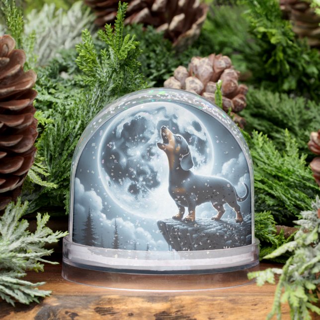 Howling Dachshund Snowglobe (Winter)