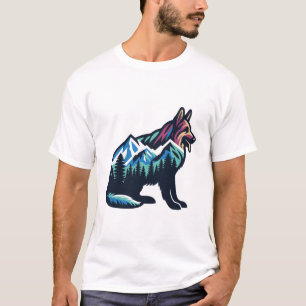 Howling Dog Mountain Night Nature Art T-Shirt