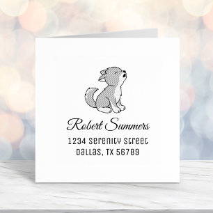 Howling Grey Wolf Pup Address Self-inking Stamp