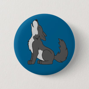 Howling Grey Wolf with Natural Markings 6 Cm Round Badge