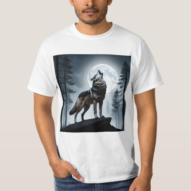 Howling Moon Wolf T-Shirt (Front)