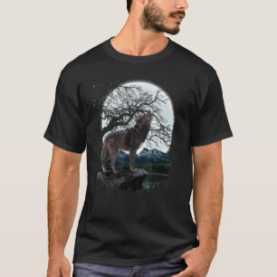 Howling Predator Animal  Forest Full Moon Wolf T-Shirt