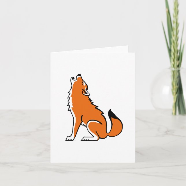  Howling Red WOLF-Endangered animal graphic Card (Front)
