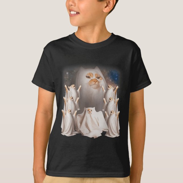 Howling Ritual Giant Ghost Cat Meme Funny Weird Ha T-Shirt (Front)