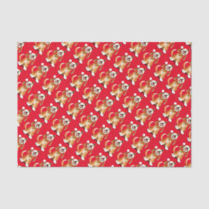 Howling singing dog red christmas tissue paper