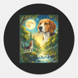 Howling to the moon meme animal dog beagle classic round sticker