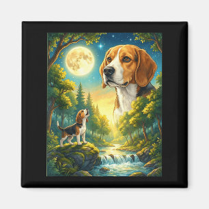 Howling to the moon meme animal dog beagle magnet