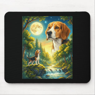 Howling to the moon meme animal dog beagle mouse pad