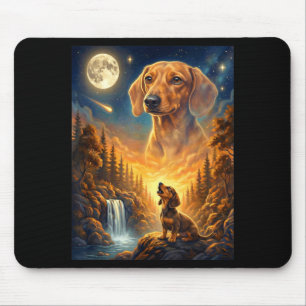 Howling to the moon meme animal dog dachshund  mouse pad