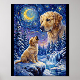 Howling to the moon meme animal dog golden poster