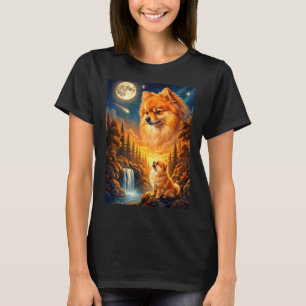 Howling to the moon meme animal dog pomeranian T-Shirt