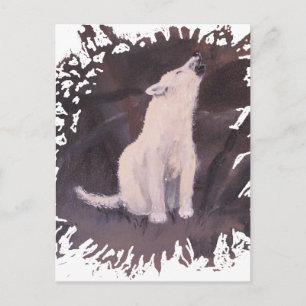 "Howling White Wolf" Vertical Postcard