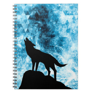 Howling Winter Wolf snowy blue smoke Abstract Notebook