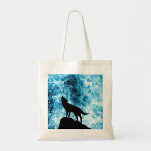 Howling Winter Wolf snowy blue smoke Abstract Tote Bag