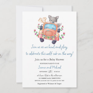 Howling with Joy Cute Wolf Boy Baby Shower  Invita Invitation