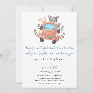 Howling with Joy Cute Wolf Boy Baby Shower Invitation