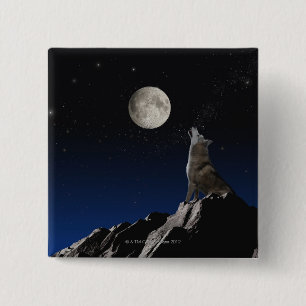 Howling Wolf 15 Cm Square Badge