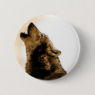 Howling Wolf 6 Cm Round Badge
