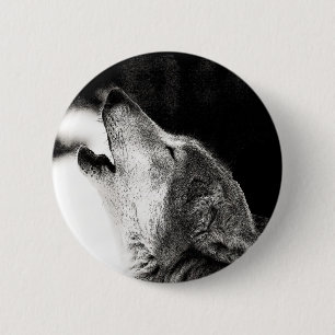 Howling Wolf 6 Cm Round Badge