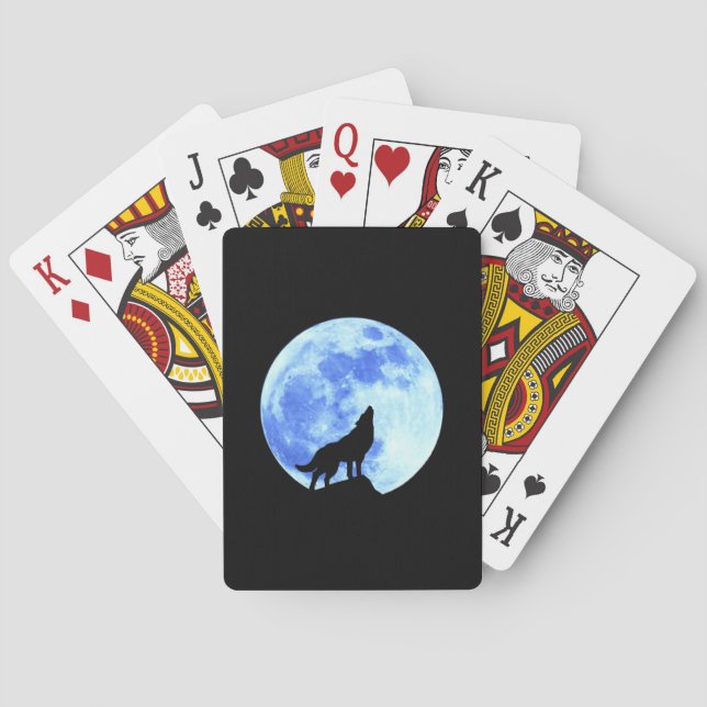 Howling Wolf A Playing Cards, Standard Index faces Cards (Back)