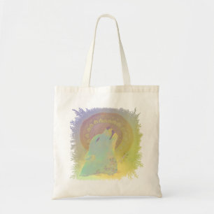 Howling Wolf and Mandala Plants Frame Tote Bag