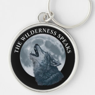 Howling Wolf and Moon Key Ring