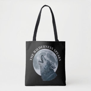 Howling Wolf and Moon Tote Bag