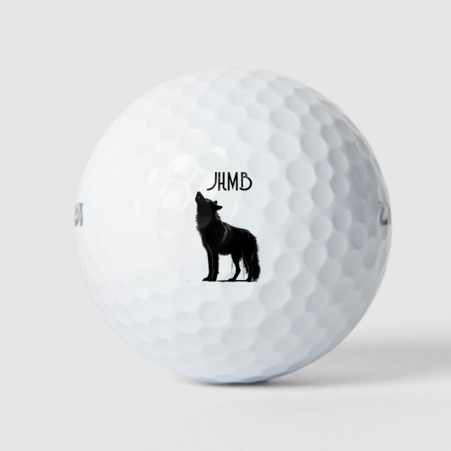 Howling wolf  Animal logo Monogram Art Golf Balls (Front)